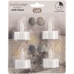 svíčka čajová LED pr.3,5cm BÍ 4ks s bateriemi časovačem MC5999950 – Hledejceny.cz