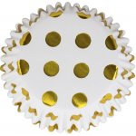PME Košíčky papírové s fólií Zlaté puntíky 50mm v.28 mm 30ks – Zboží Dáma