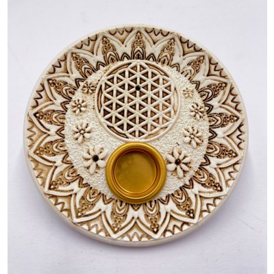 Mani Bhadra Stojánek na vonné tyčinky a kužely Flower of Life bílý 10 cm – Hledejceny.cz