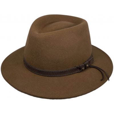 Fiebig Headwear since 1903 Nepromokavý klobouk fedora z vlny tmavě béžový – Hledejceny.cz