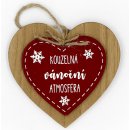Nekupto Vánoční dřevěná dekorace srdce Vánoce plné lásky 12 x 12 cm