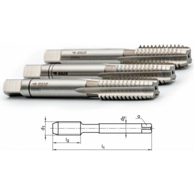 Ruční sadový závitník BAER (3 ks), metrický závit, DIN 352, materiál HSS. M 2,2 x 0,45 3-dílná sada ručních závitníků HSS M2,2 x 0,45 – Hledejceny.cz