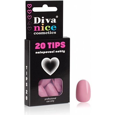 Diva & Nice Cosmetics Nalepovací umělé nehty TIPS 20 růžová pudrová oval 06