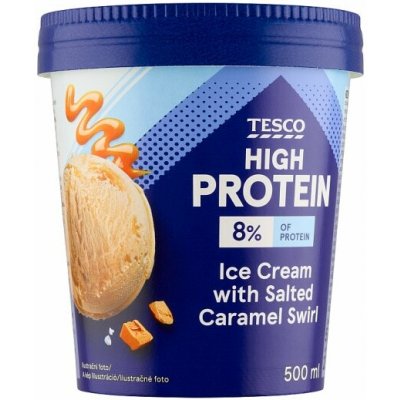 Tesco High Protein mražený krém mléčný s příchutí slaného karamelu 500ml – Hledejceny.cz
