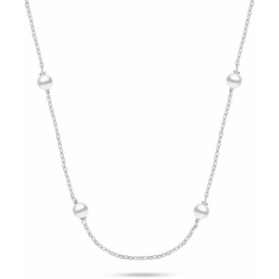 Brilio Silver Jemný stříbrný náhrdelník s majorica perlami NCL141W – Zboží Dáma