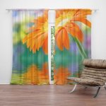 Sablio Závěs Oranžová gerbera: 2ks 140x250cm – Hledejceny.cz