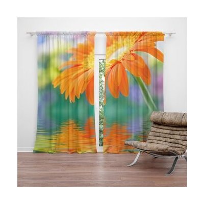 Sablio Závěs Oranžová gerbera: 2ks 140x250cm – Hledejceny.cz