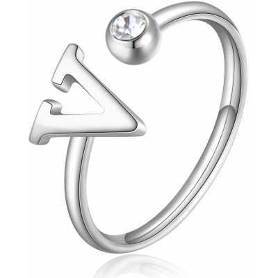 S`Agapõ Stylový ocelový prsten V s krystalem Click SCK192