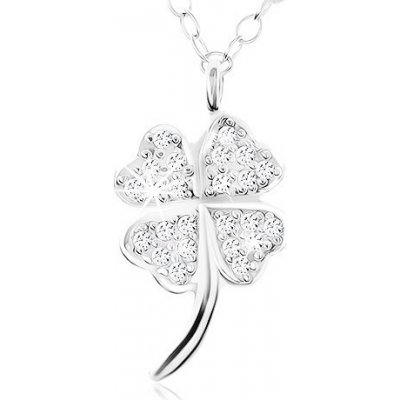 Šperky eshop stříbro třpytivý čtyřlístek pro štěstí lesklý stonek SP72.18