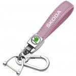 Přívěsek na klíče ŠKODA růžová kůže – Zboží Mobilmania