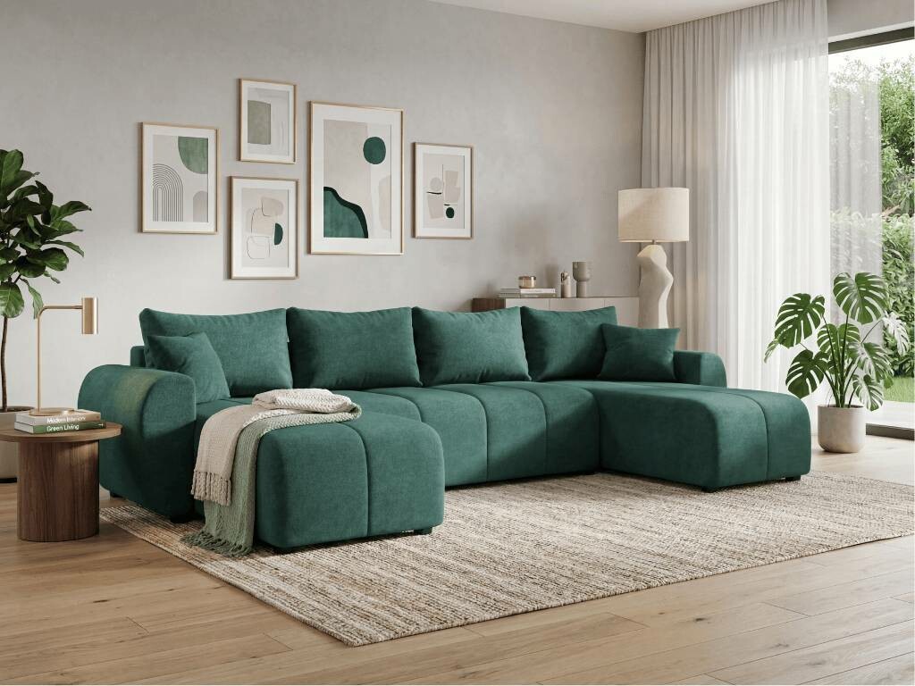 Textilomanie Sevio U 311x145 cm lahvově zelená + 2 polštářky Cosmic 190