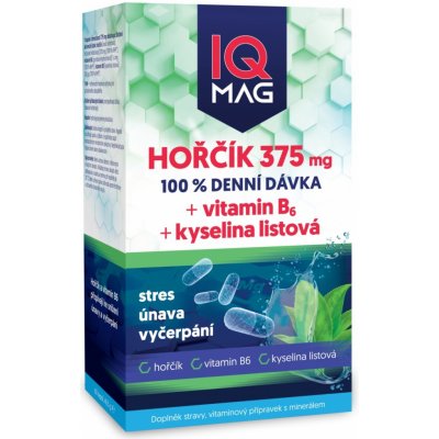 IQ Mag hořčík 375 mg + B6 + kys.listová 60 tobolek – Hledejceny.cz