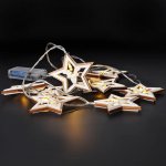 Solight LED vánoční světelný řetěz s dřevěnými hvězdami 1,5 m, 10 LED, teplá bílá – Hledejceny.cz