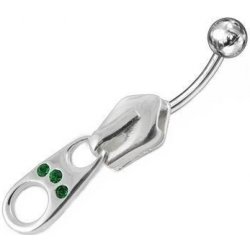 Šperky4U stříbrný piercing do pupíku zip BP01007-C