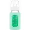 Láhev a nápitka EcoViking Kojenecké láhev skleněná úzká silikonový obal zelený mátový 120ml