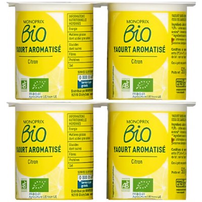Monoprix BIO Citrónový jogurt z plnotučného mléka 4 x 125 g – Zboží Dáma
