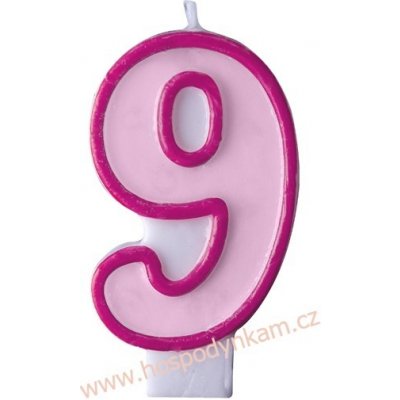 PartyDeco Narozeninová svíčka s číslem 9 růžová – Zboží Mobilmania
