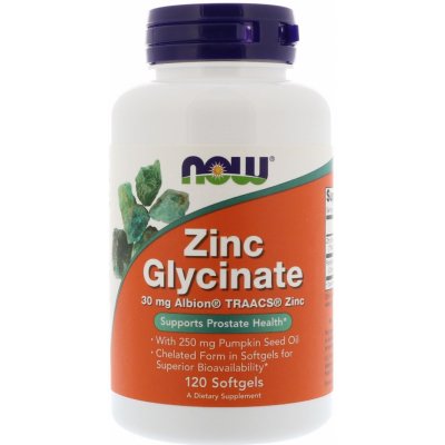 Now Foods Zinc Glycinate zinek bisglycinát v chelátové vazbě 30 mg 120 softgel kapslí – Hledejceny.cz