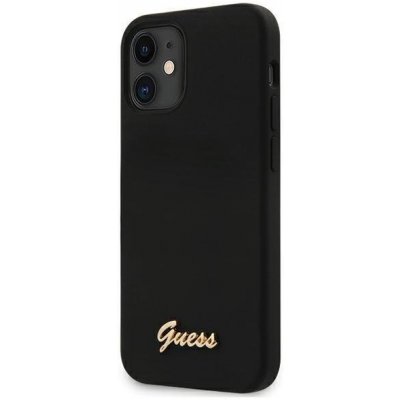 Pouzdro Guess iPhone 12 mini Silicone Script Gold Logo černé – Zboží Mobilmania