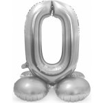 Folat Balónek fóliový číslice 0 samostojná stříbrná 72 cm