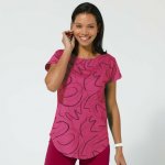 Dlouhé tričko s krátkými rukávy a potiskem malinová – Zbozi.Blesk.cz