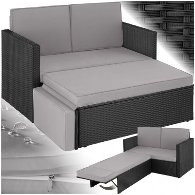 tectake 405081 zahradní ratanový nábytek korfu černá/šedá – Zboží Mobilmania