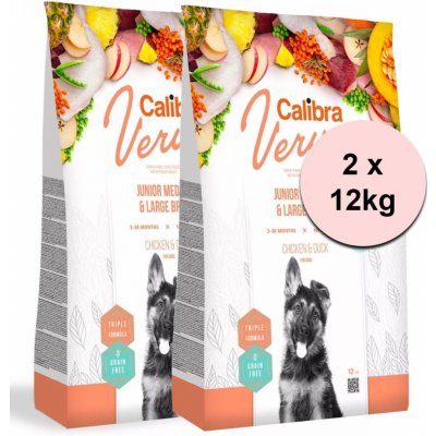 Calibra Dog Verve GF Junior Medium & Large Chicken & Duck 2 x 12 kg
