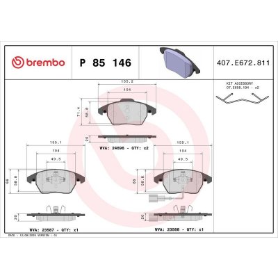 Sada brzdových destiček BREMBO P85146 | Zboží Auto