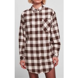 Urban Classics Ladies Oversized Check Flannel Shirt Dress pink/brown