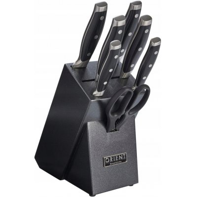 Sada 8 kuchyňských nožů Orient Origin ocel X50 Ultra+ černé rukojeti – Zboží Mobilmania