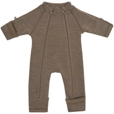 Merino overal bez kapuce s dvojitým zipem hnědý Nature Melange Smallstuff – Zboží Mobilmania