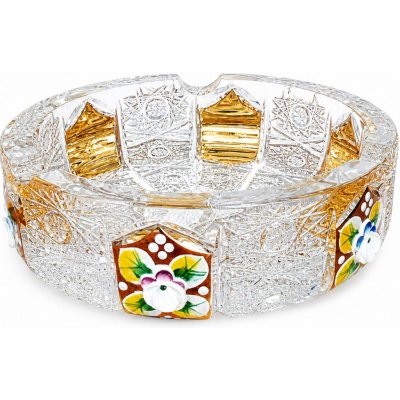 Bohemia Crystal luxusní broušený popelník zlacený 155 mm – Zboží Dáma