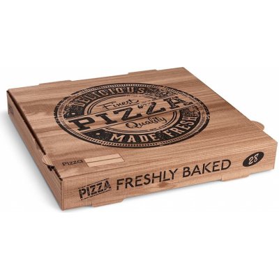Krabice na pizzu mikrovlnitá lepenka H4 kraft s potiskem 28 x 28 x 4 cm – Sleviste.cz