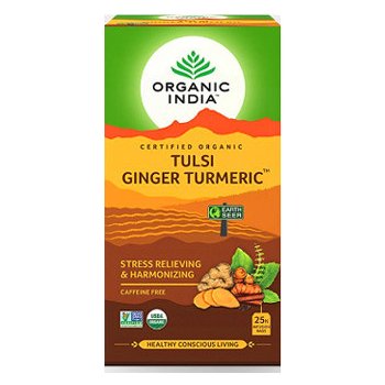 Organic India Tulsi kurkuma a zázvor BIO 25 sáčků