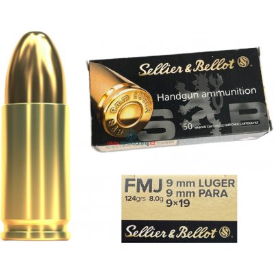 SB 9mm Luger FMJ 124grs 8 g 50 ks – Zboží Mobilmania