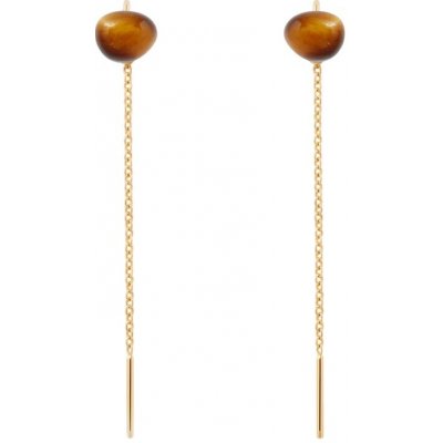 PDPAOLA Pozlacené řetízkové náušnice s tygřím okem LYRA AR01-G58-U – Sleviste.cz