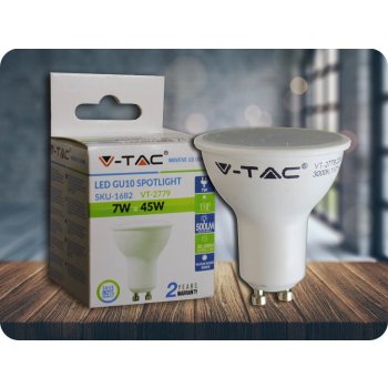 V-tac LED žárovka GU10 7W teplá bílá