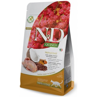 Farmina N&D cat QUINOA GF adult skin & coat quail & coconut 1,5 kg – Zbozi.Blesk.cz