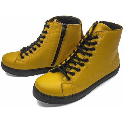 Looke kožené kotníkové boty se zipem L0078-44 žlutá