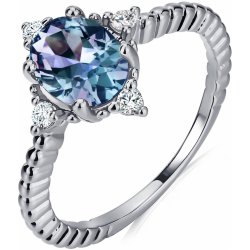 Royal Fashion stříbrný pozlacený prsten Alexandrit DGRS0022 WG