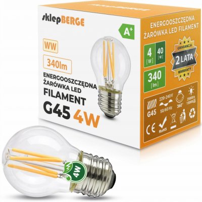 Berge LED žárovka E27 G45 4W 340Lm filament teplá bílá – Hledejceny.cz