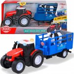 Traktor Dickie Toys Massey Ferguson s přívěsem pro zvířata 26 cm – Hledejceny.cz