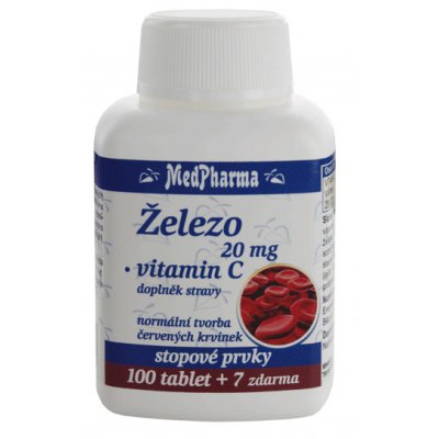 MedPharma Železo 20 mg + Vit. C tablet 100 + 7 kapslí – Hledejceny.cz