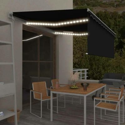 zahrada-XL Automatická markýza roleta LED senzor větru 4,5x3 m antracitová – Sleviste.cz