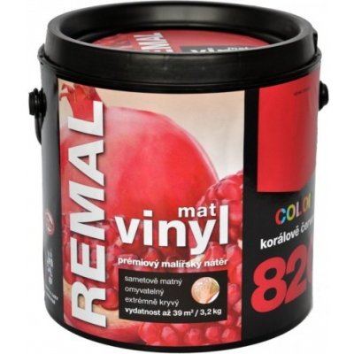 Barvy A Laky Hostivař Remal Vinyl Color mat, prémiová malířská barva, omyvatelná, 820 korálově červená, 3,2 kg – Zboží Mobilmania