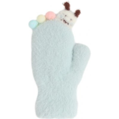 Be Snazzy Dětské zimní huňaté palčáky s lamou a bambulkami Mint – Zboží Dáma