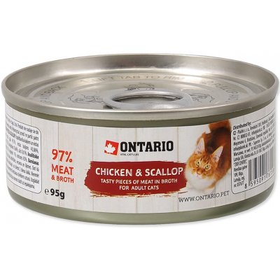 Ontario Cat Chicken Pieces & Scallop 95 g – Zboží Mobilmania