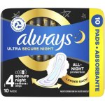 Always Ultra Secure Night Protection hygienické vložky s křidélky 10 ks – Zboží Mobilmania