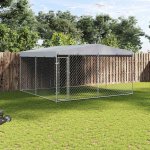 vidaXL Venkovní psí kotec se střechou 382 x 382 x 225 cm – Sleviste.cz