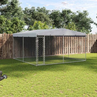 vidaXL Venkovní psí kotec se střechou 382 x 382 x 225 cm – Sleviste.cz